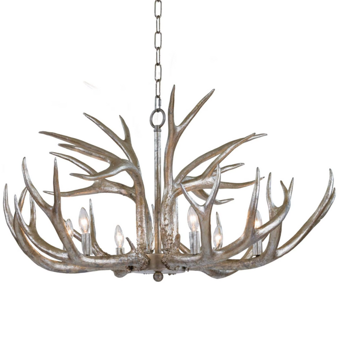 Ambered Silver Leaf Faux Antler Chandelier