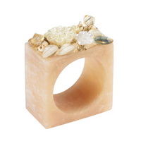 Ivory Petal Napkin Ring | Gold or White, Set of 4