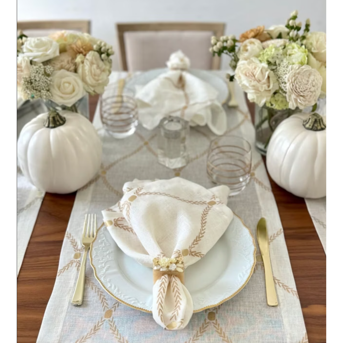 Ivory Petal Napkin Ring | Gold or White, Set of 4