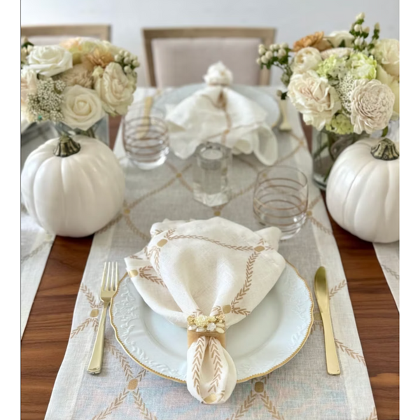 Ivory Petal Napkin Ring | Gold or White, Set of 4