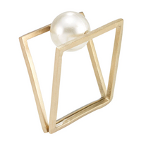 Gold Floating Pearl Napkin Ring, Set of 4