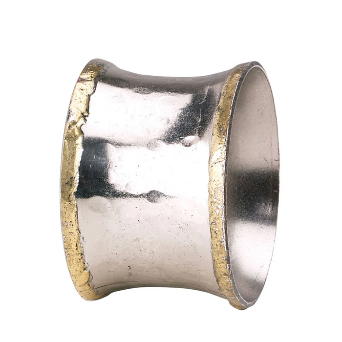 Concave Gold & Silver Napkin Ring, Set of 4