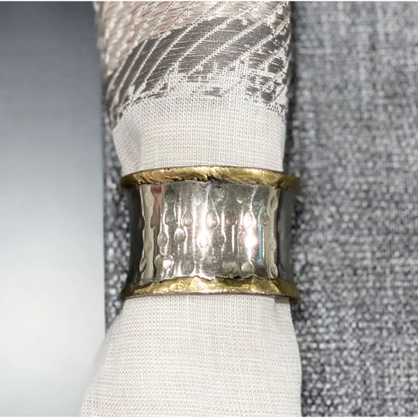 Concave Gold & Silver Napkin Ring, Set of 4