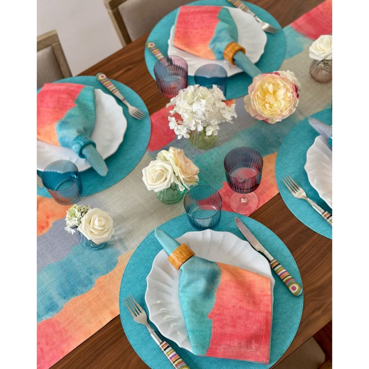 Marbled Napkin Ring | Turquoise, Orange or Green, Set of 4