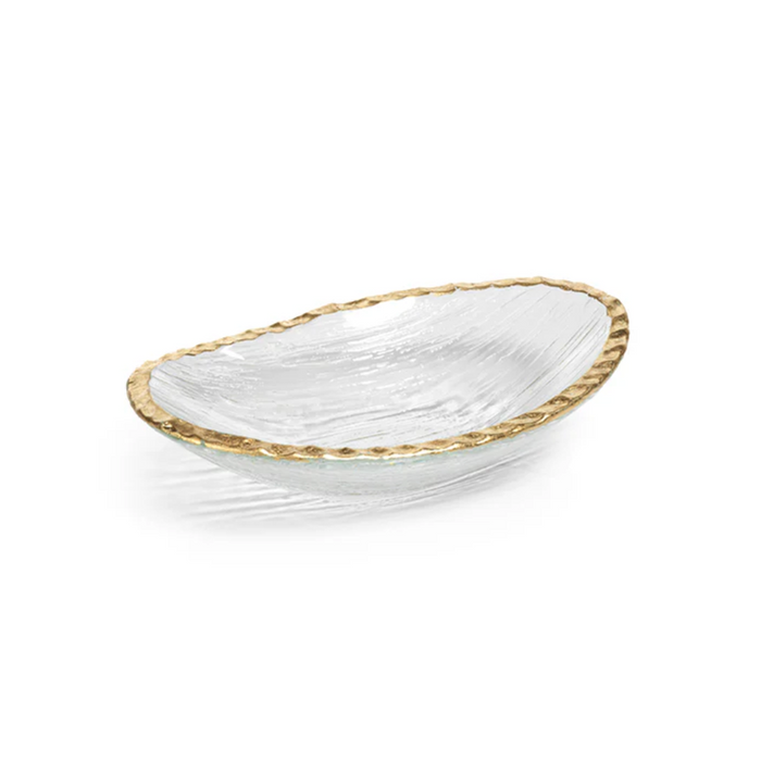 Cally Clear Textured Bowls with Gold Rim, Set of 3