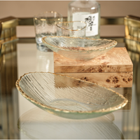 Cally Clear Textured Bowls with Gold Rim, Set of 3