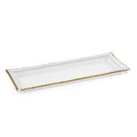 Cally Clear Rectangle Plate with Gold Rim, Set of 3