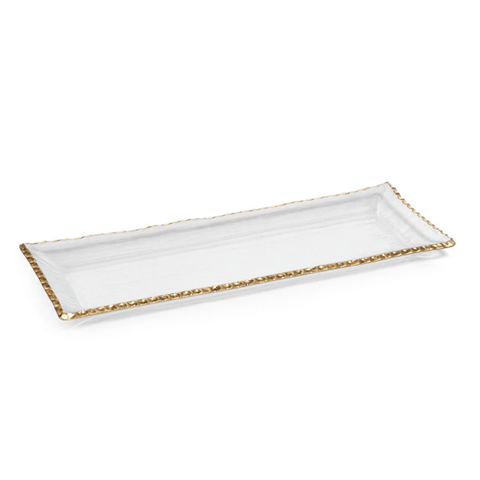 Cally Clear Rectangle Plate with Gold Rim, Set of 3