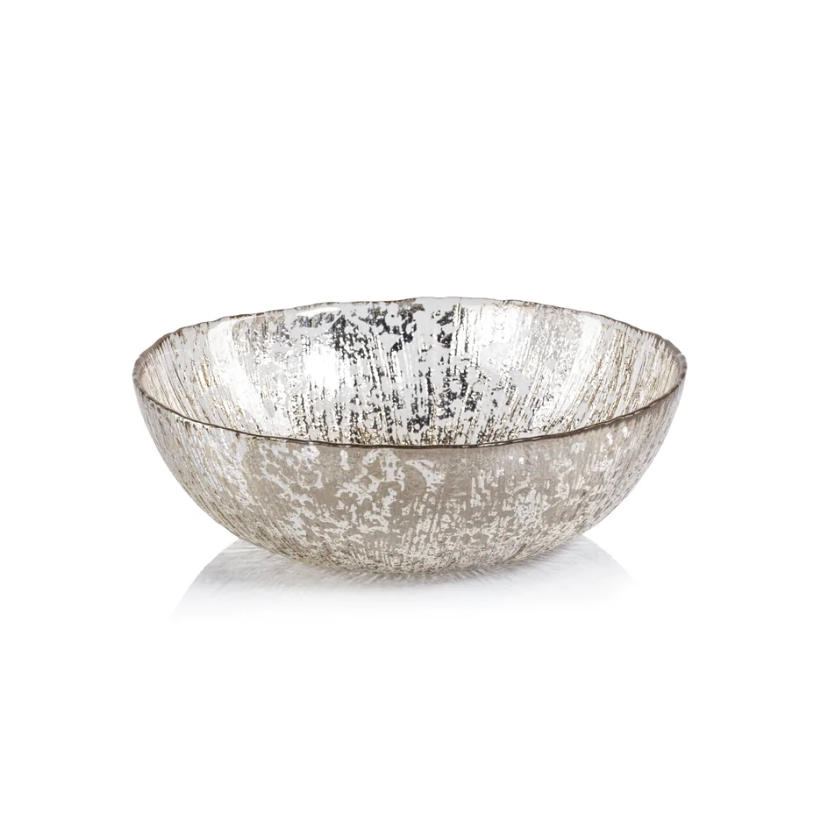 Luminara Golden Silver Fusion Deep Glass Bowls, Set of 6