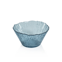 Icy Sapphire Blue Tall Glass Bowls, Set of 6