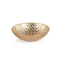 Braided Gold Glass Dinner Bowls, Set of 6