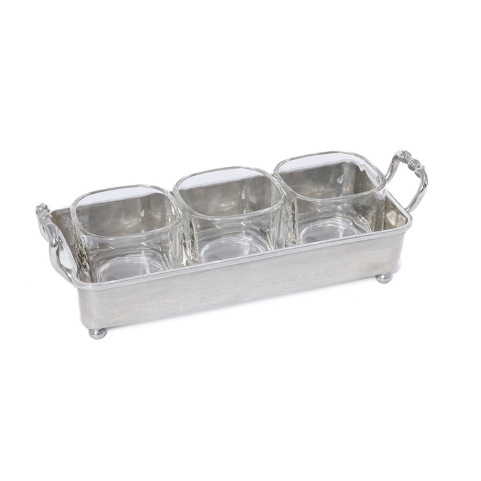 St. Anton Pewter & Glass 3-Section Condiment Tray