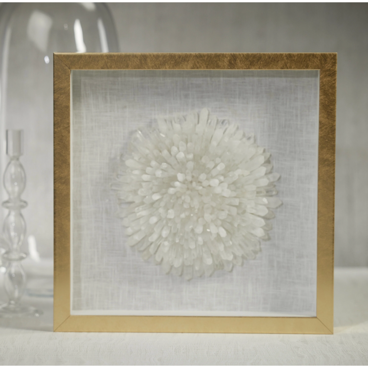 Gold Framed Crystal Flower Artwork