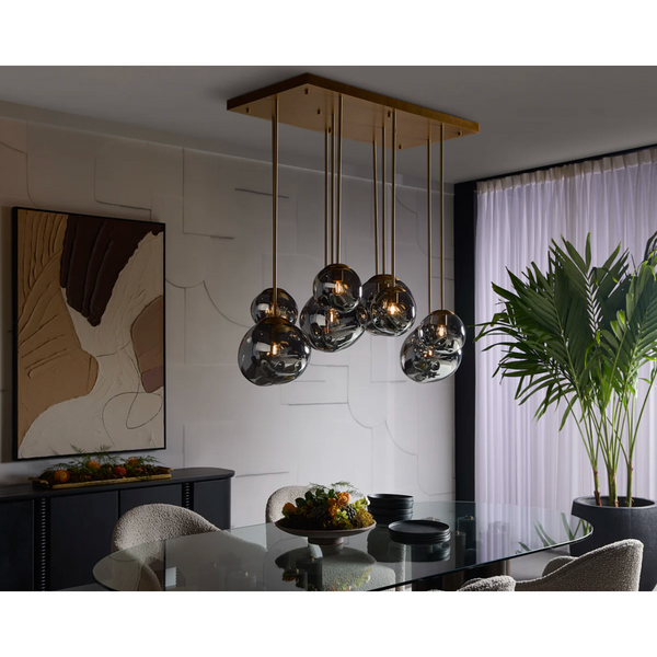 Dionis Rectangle Smoke Glass Globe Chandelier