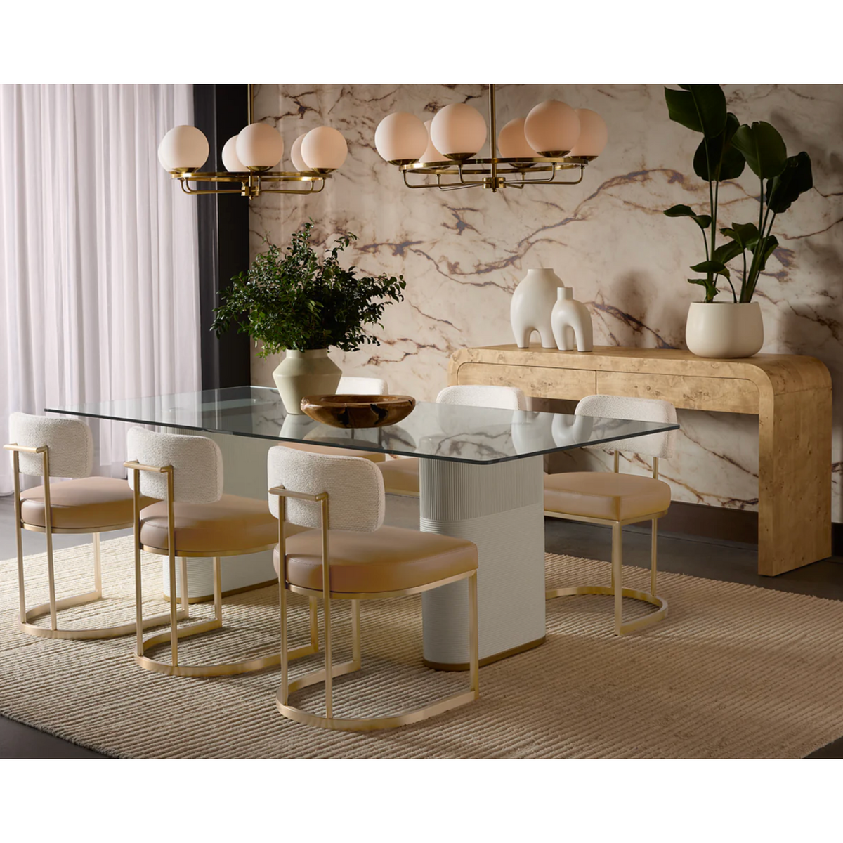 Aemond White Rectangle Pedestal Dining Table