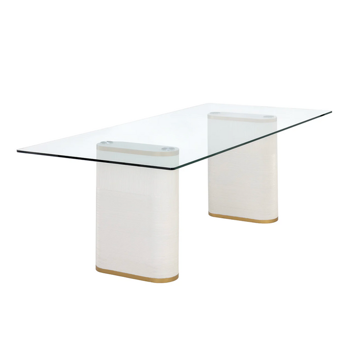 Aemond White Rectangle Pedestal Dining Table