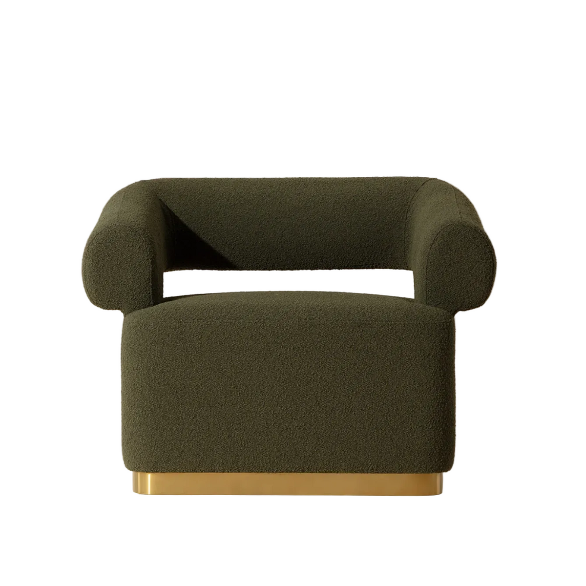 Aggie Olive & Brushed Gold Swivel Lounge Chair