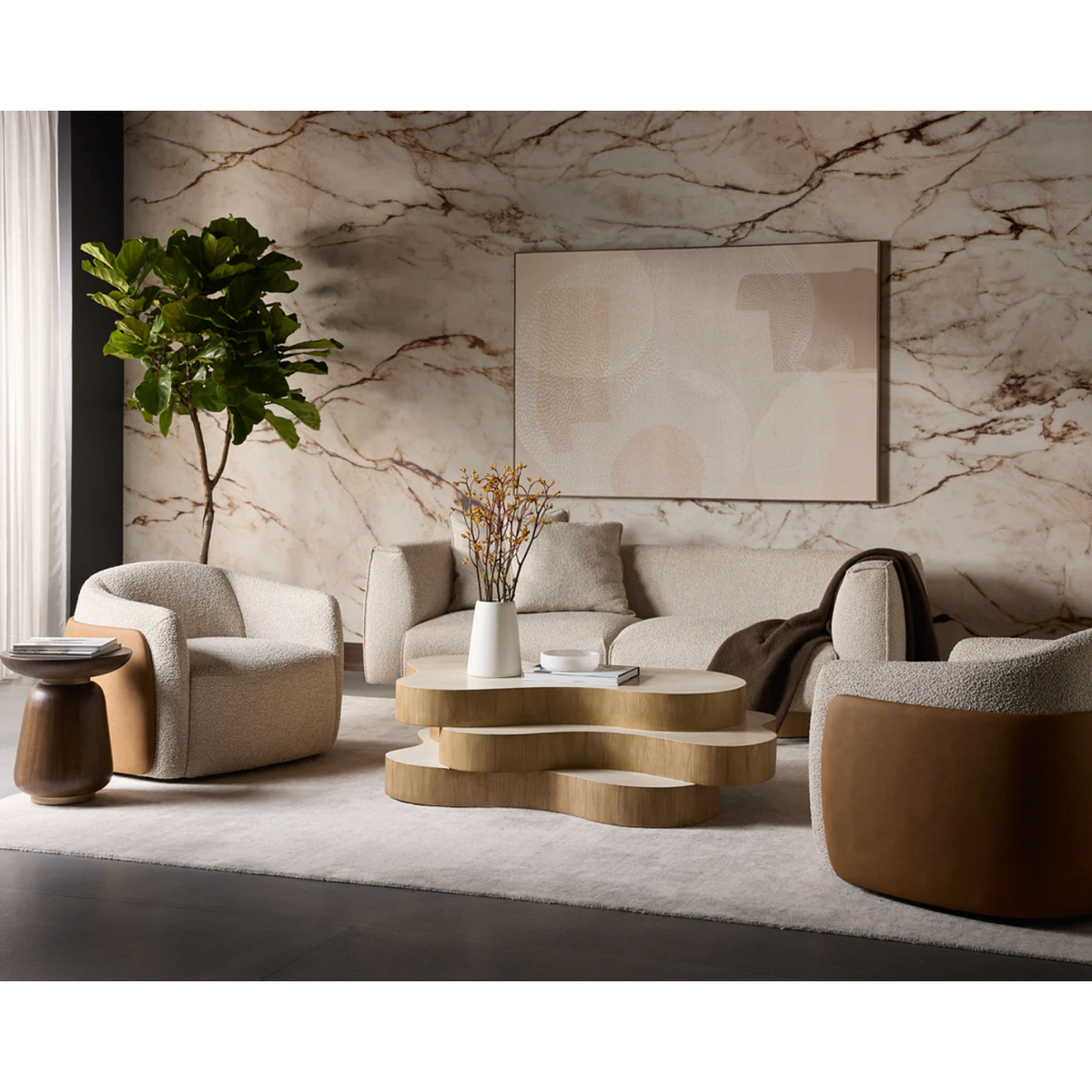 Geddes Cream Triple Tier Coffee Table