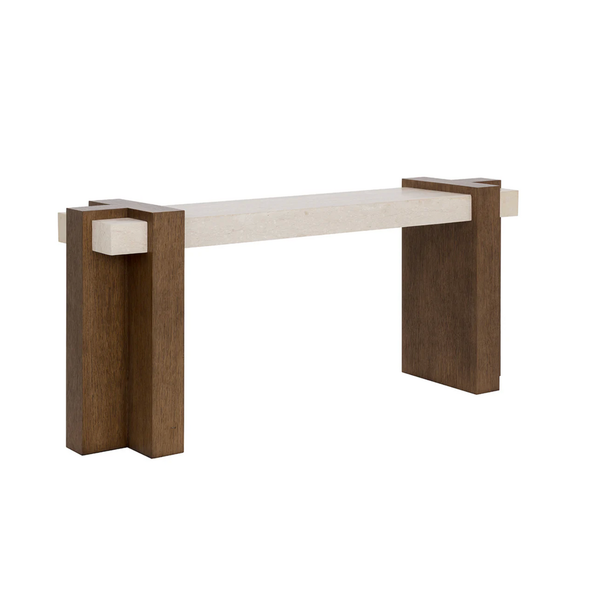 Minerva Ivory Marble & Wood Console Table