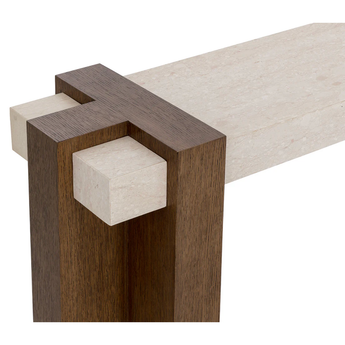 Minerva Ivory Marble & Wood Console Table