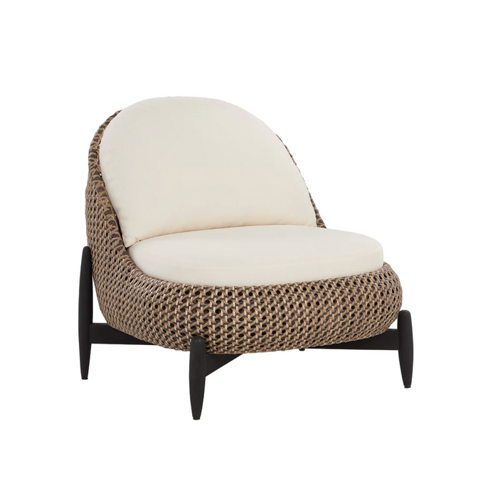 Carilo Cream Curved Wicker Lounge Chair