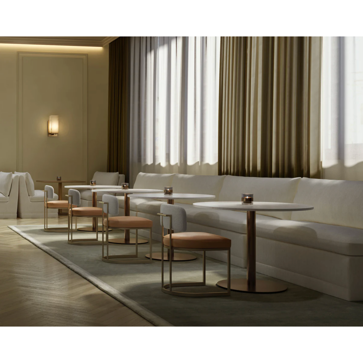 Larissa Ivory Fabric & Cognac Leather Dining Chair