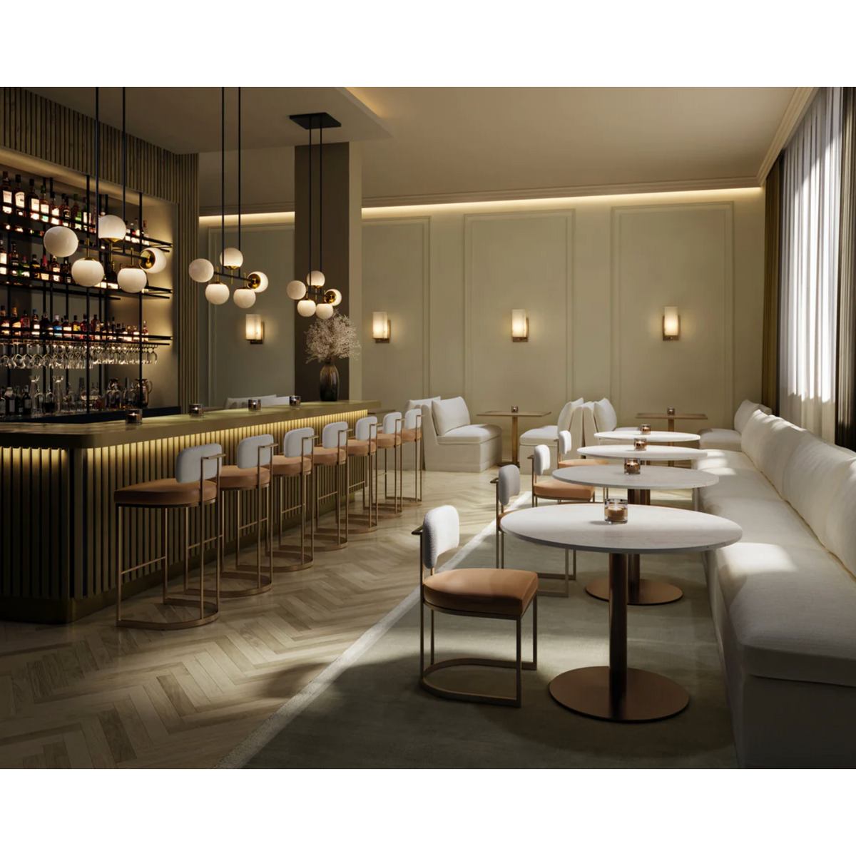 Larissa Ivory Fabric & Cognac Leather Dining Chair