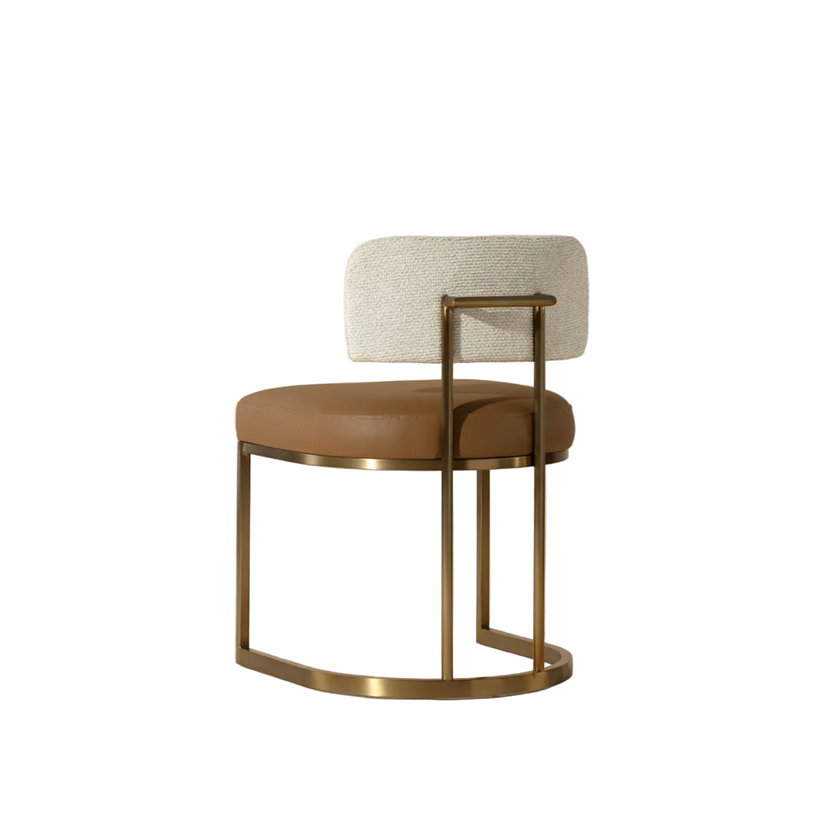 Larissa Ivory Fabric & Cognac Leather Dining Chair