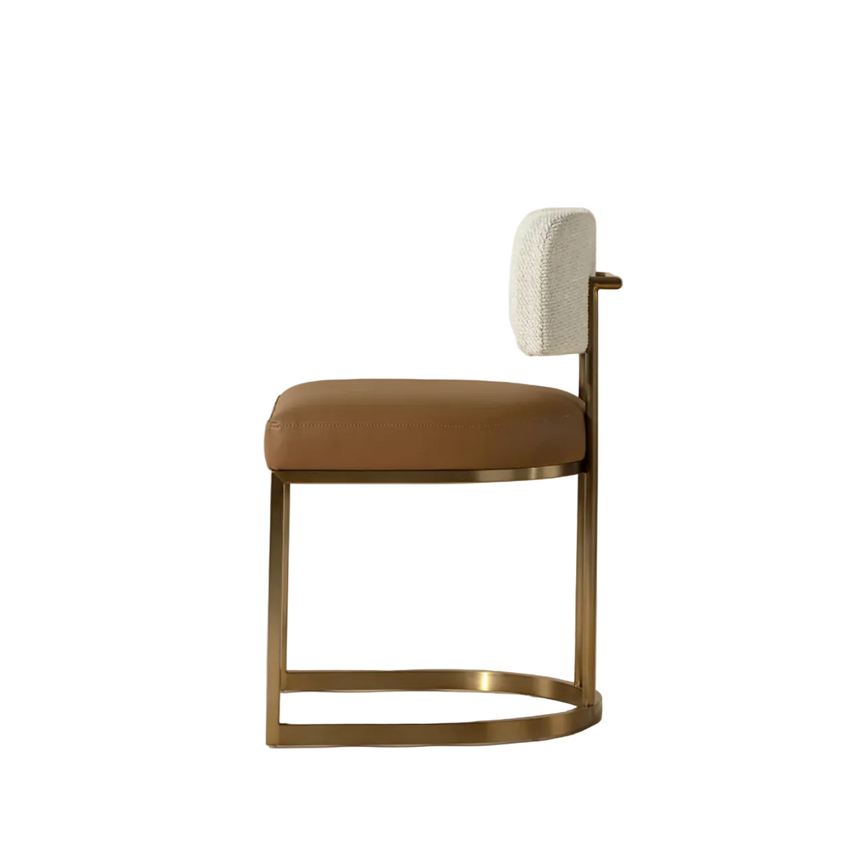 Larissa Ivory Fabric & Cognac Leather Dining Chair
