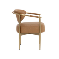 Heloise Cognac Leather & Gold Dining Armchair