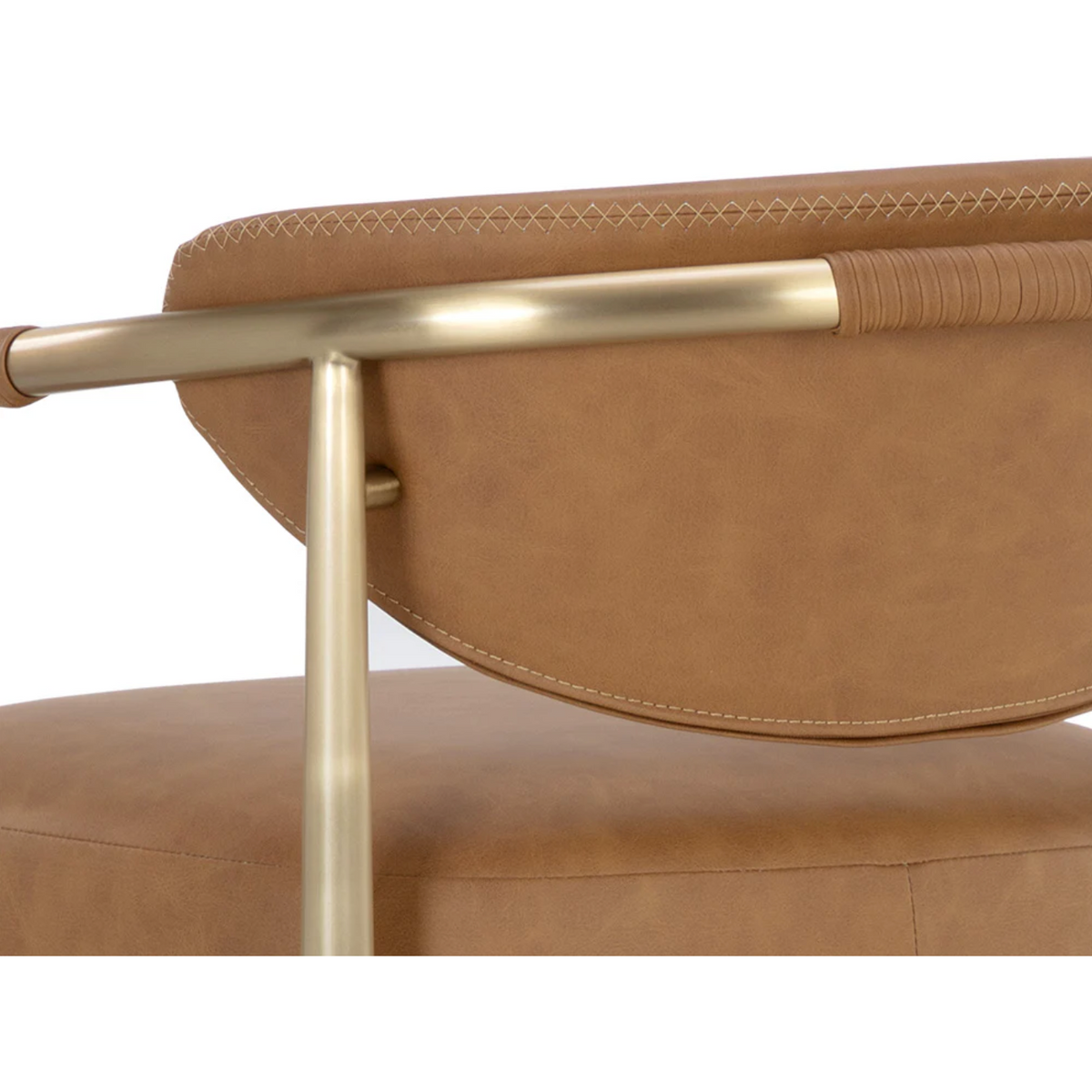 Heloise Cognac Leather & Gold Barstool