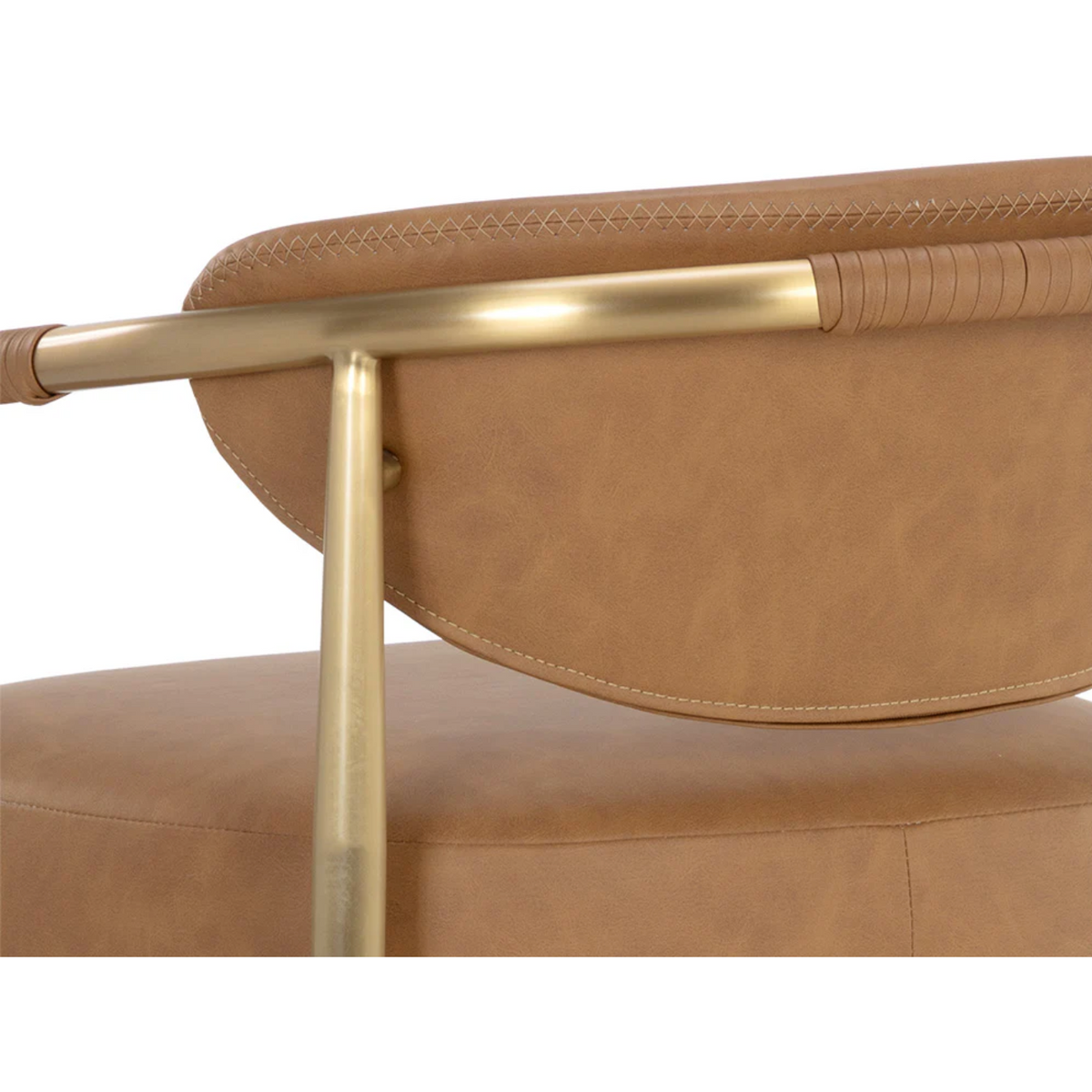 Heloise Cognac Leather & Gold Counter Stool