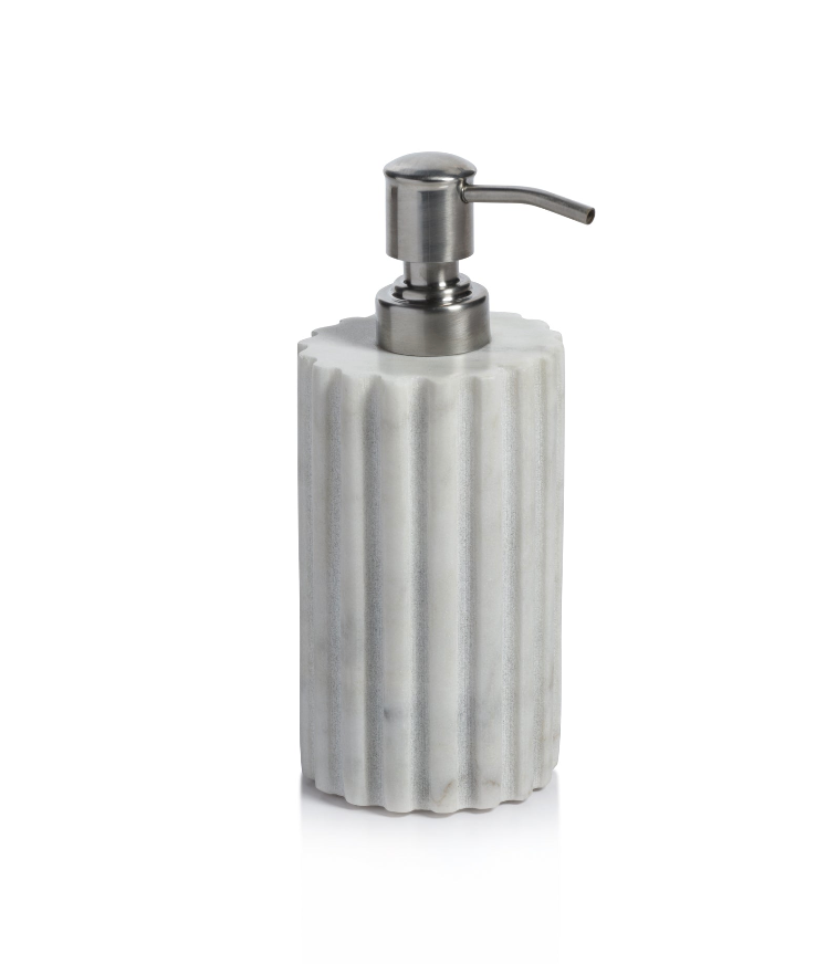 Calabria White Scalloped Marble Soap Dispenser