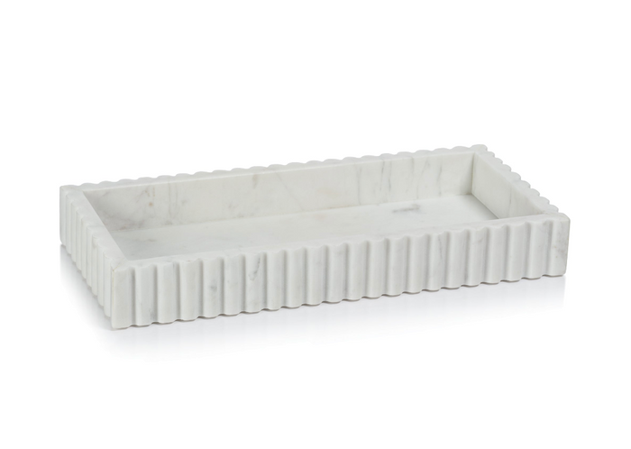 Calabria White Scalloped Vanity Marble Tray