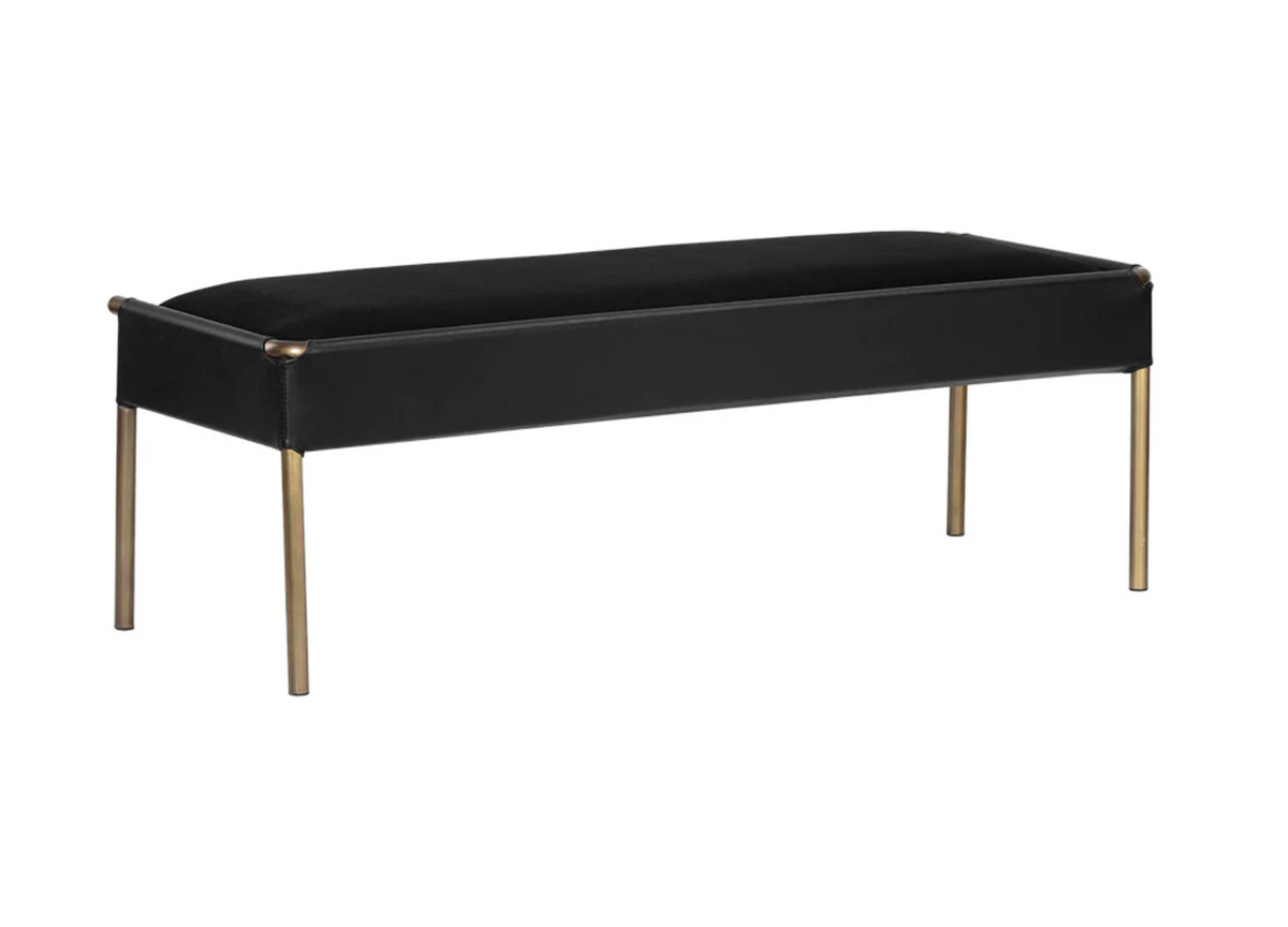 Bellevue Upholstered Bench - Bravo Black Leather