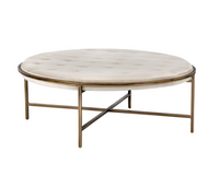 Ethel Tufted Ivory Round Ottoman