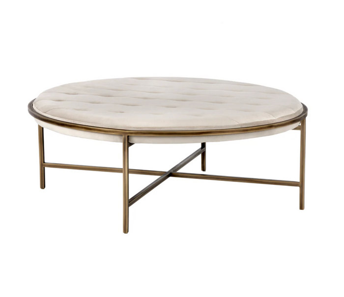 Ethel Tufted Ivory Round Ottoman