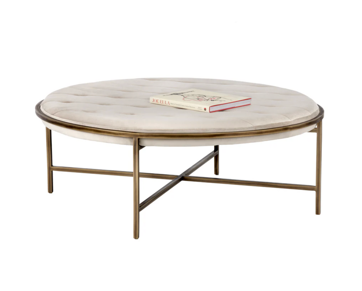 Ethel Tufted Ivory Round Ottoman