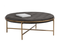 Ethel Tufted Charcoal Gray Round Ottoman