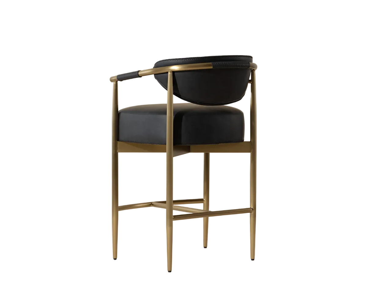 Heloise Counter Stool - Bravo Black & Brushed Gold