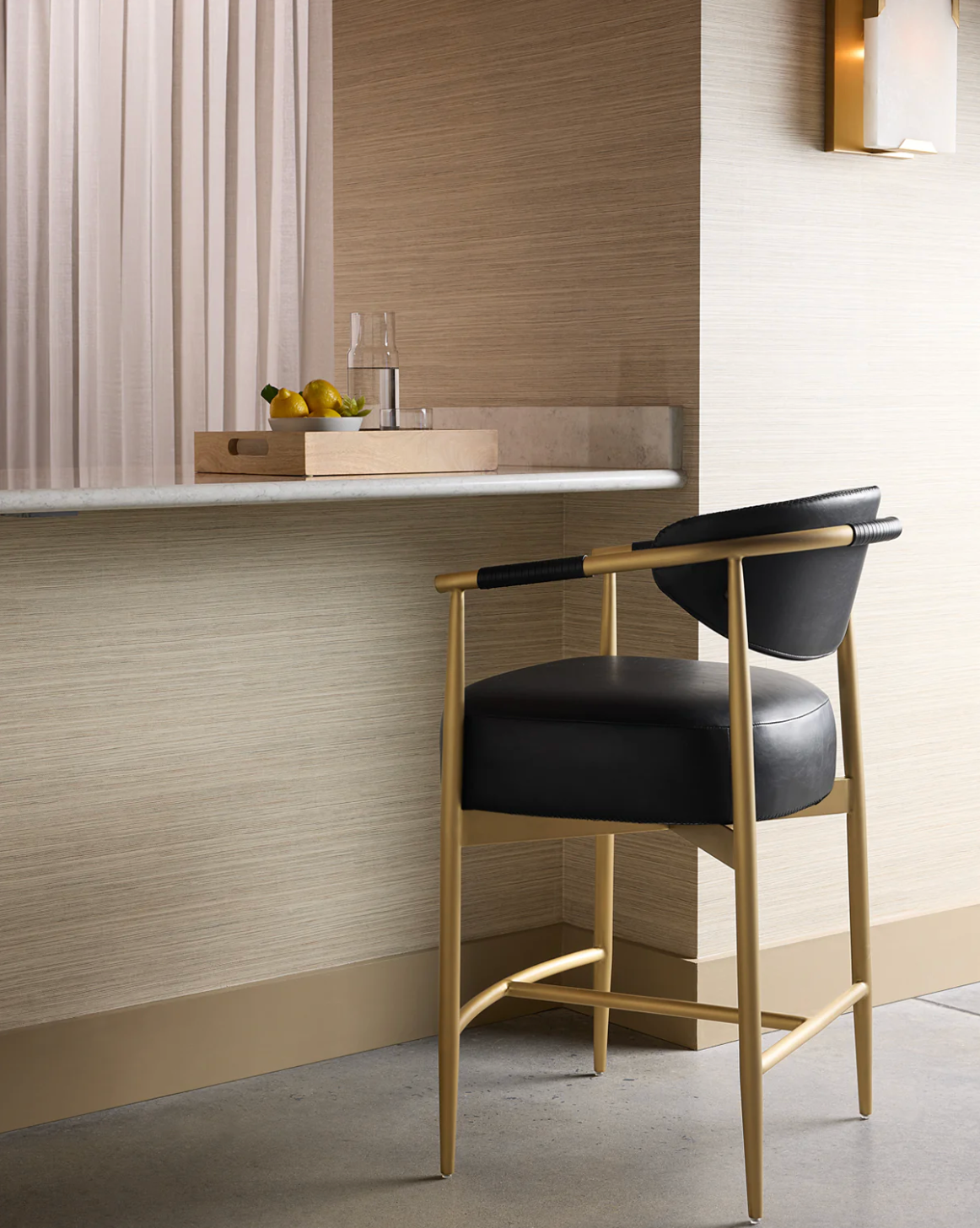 Heloise Counter Stool - Bravo Black & Brushed Gold