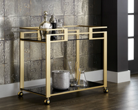 Avondale Gold & Black Glass Bar Cart