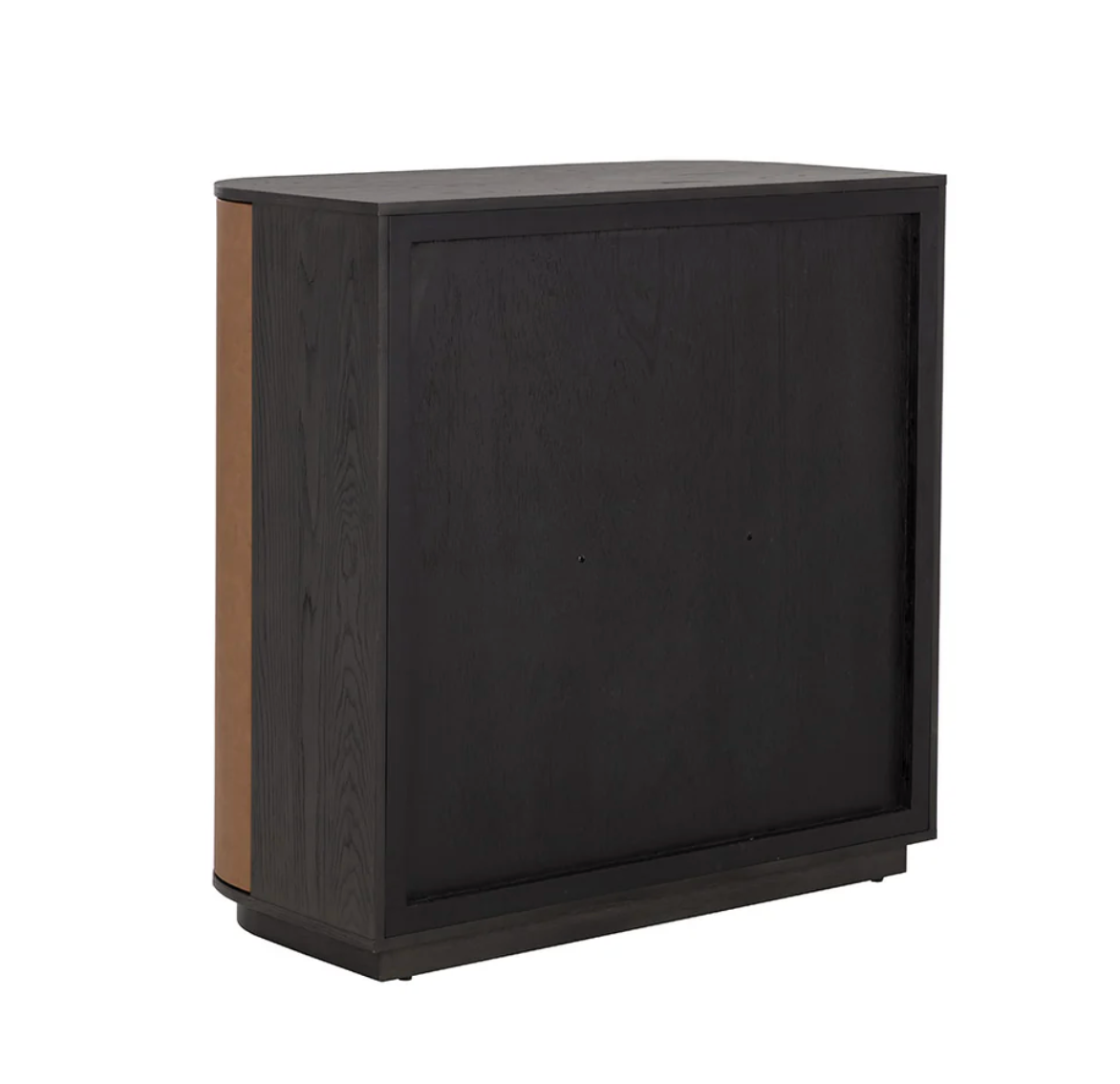 Dresden Smoke Grey & Cognac Leather Bar Cabinet