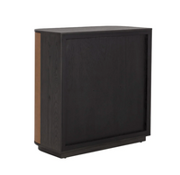 Dresden Smoke Grey & Cognac Leather Bar Cabinet