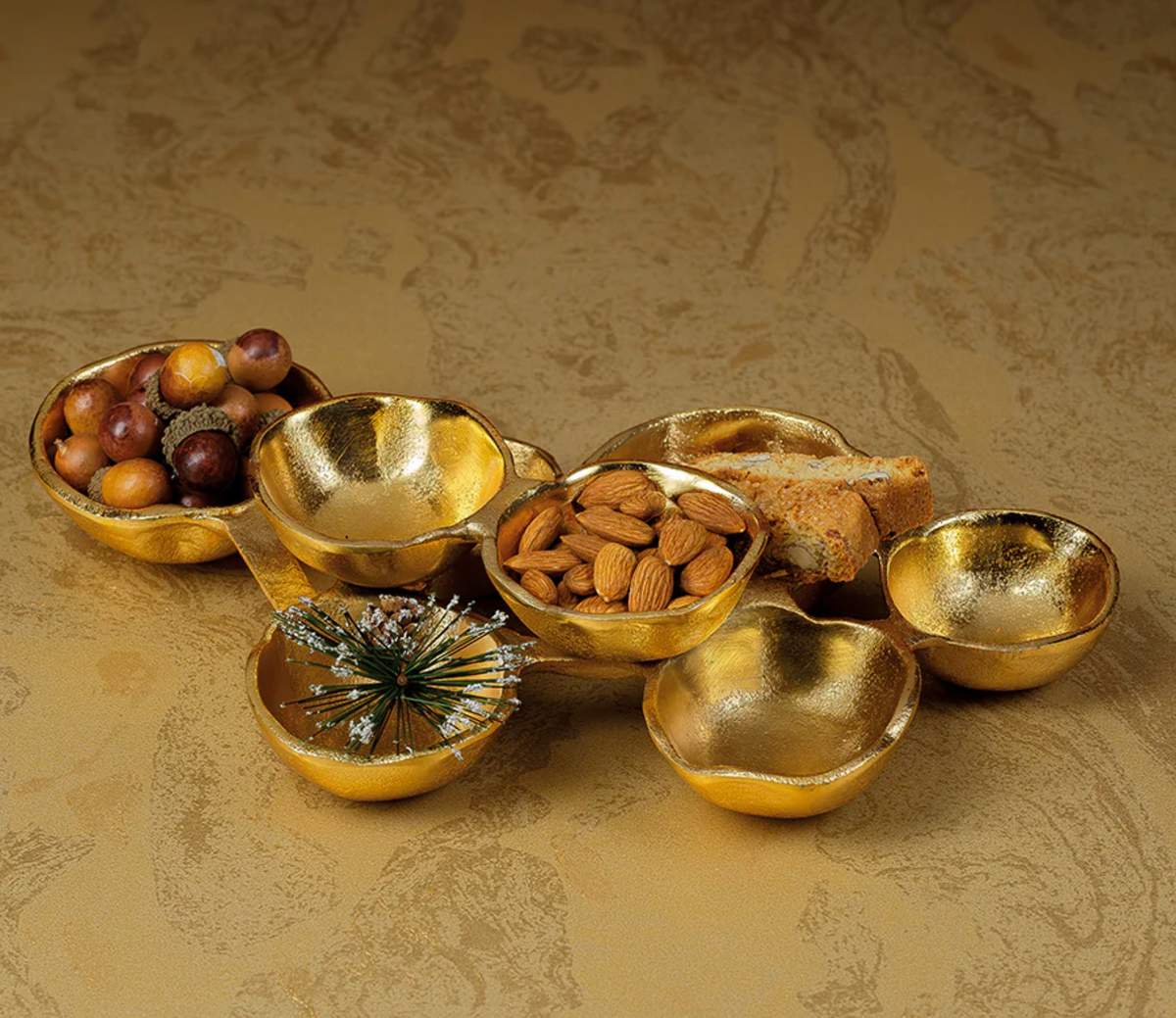 Ohanna Cluster of 8 Gold Serving Bowls