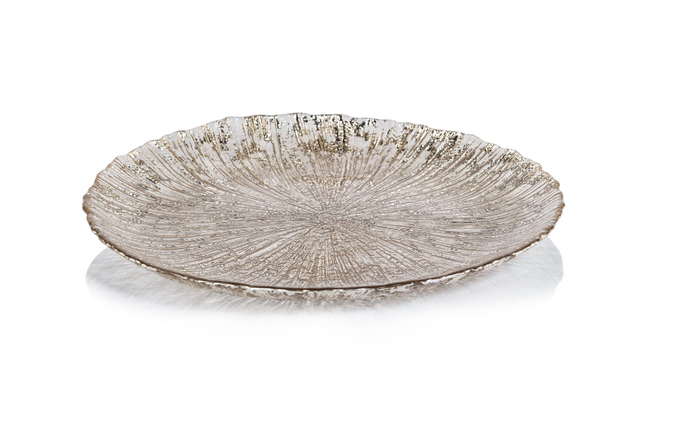 Luminara Golden Silver Fusion Glass Plate 8.25" Set of 6