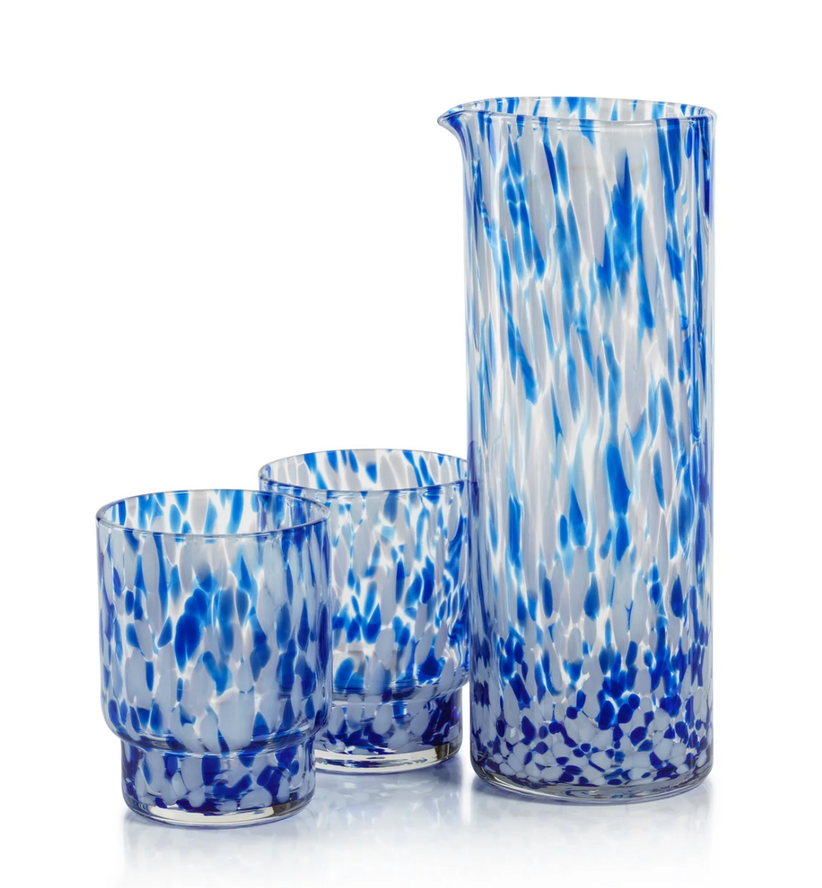 Adrian Blue & White Tortoise Tumbler Glasses, Set of 6