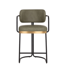 Jalen Pine Green & Brass Counter Stool