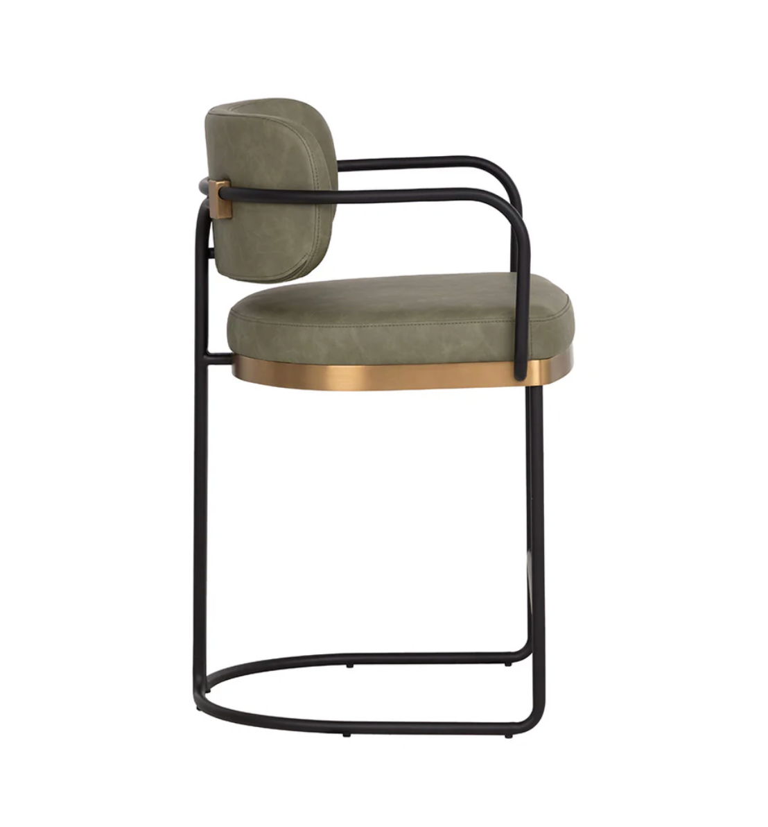 Jalen Pine Green & Brass Counter Stool