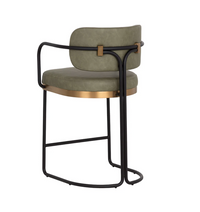 Jalen Pine Green & Brass Counter Stool